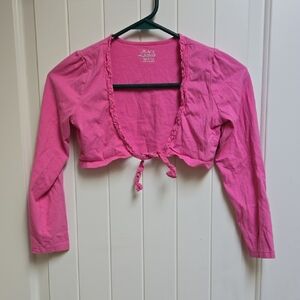 The Children Place Kids Medium 7/8 Pink Long Sleeve Cropped Cardigan